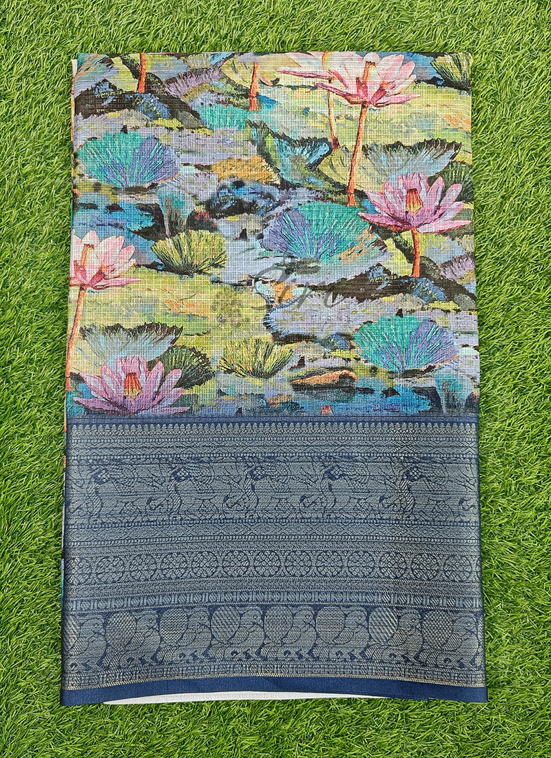 Beautiful Digital Print Kota Saree in Kanchi Borders