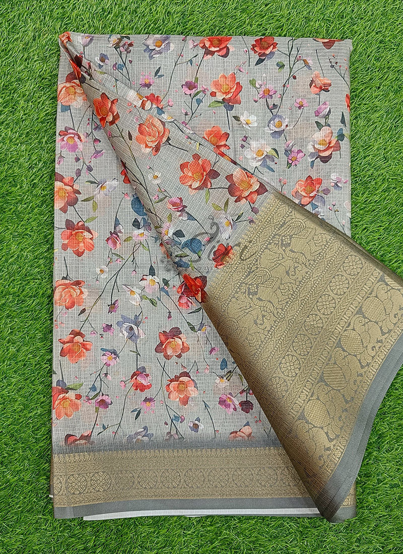 Beautiful Digital Print Kota Saree in Kanchi Borders