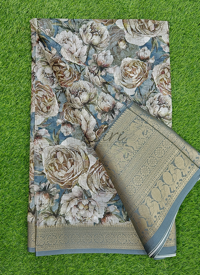 Beautiful Digital Print Kota Saree in Kanchi Borders