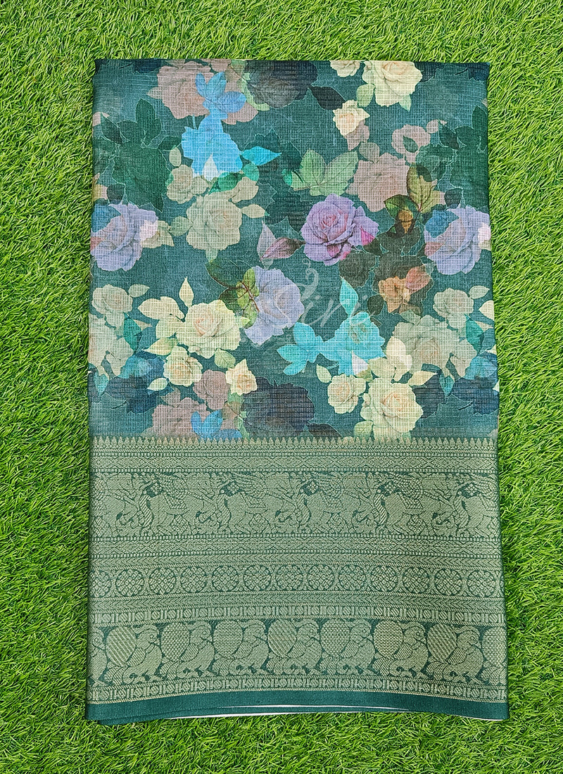 Beautiful Digital Print Kota Saree in Kanchi Borders