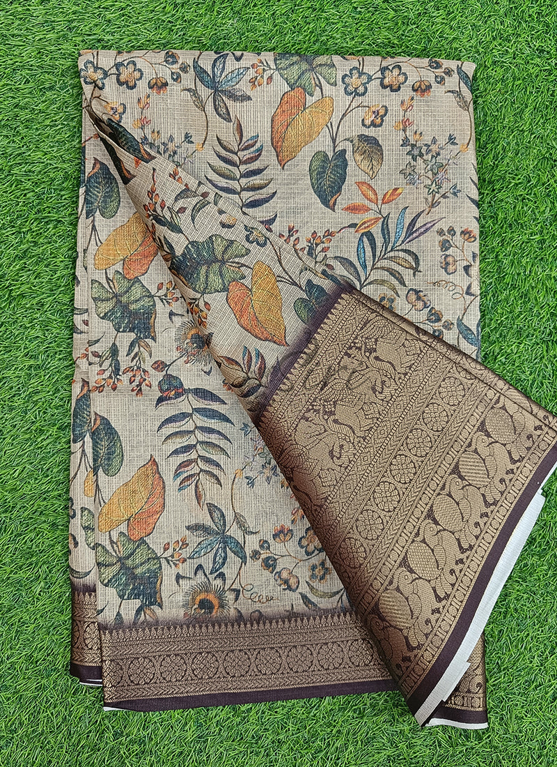 Beautiful Digital Print Kota Saree in Kanchi Borders