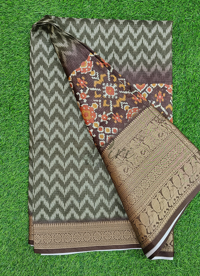 Beautiful Digital Print Kota Saree in Kanchi Borders