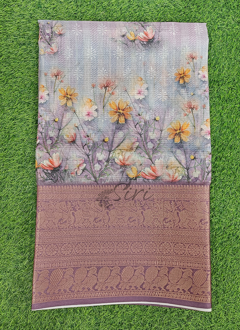 Beautiful Digital Print Kota Saree in Kanchi Borders