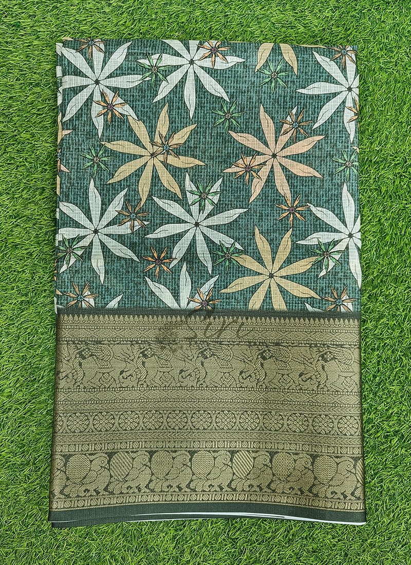 Beautiful Digital Print Kota Saree in Kanchi Borders