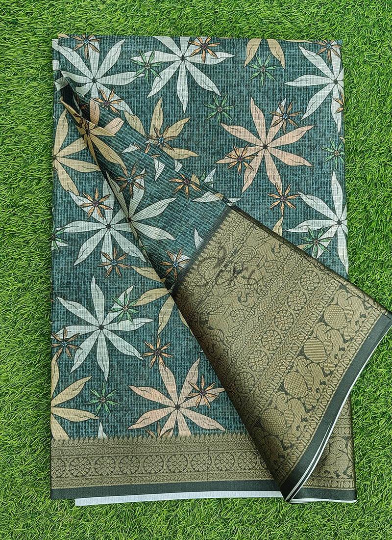 Beautiful Digital Print Kota Saree in Kanchi Borders