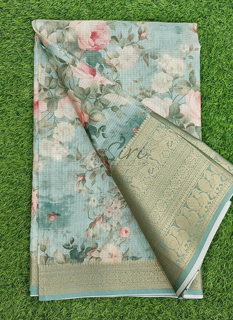 Beautiful Digital Print Kota Saree in Kanchi Borders