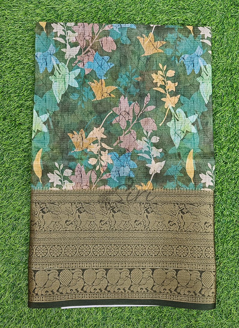 Beautiful Digital Print Kota Saree in Kanchi Borders