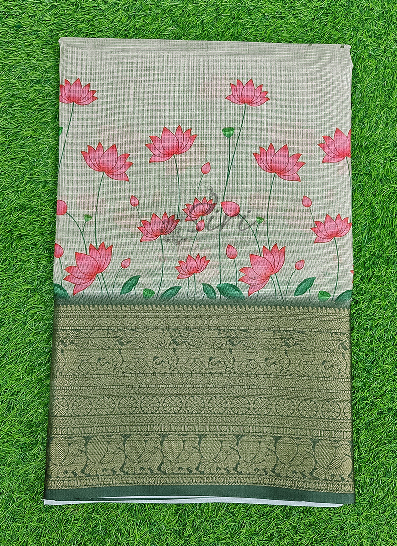 Beautiful Digital Print Kota Saree in Kanchi Borders