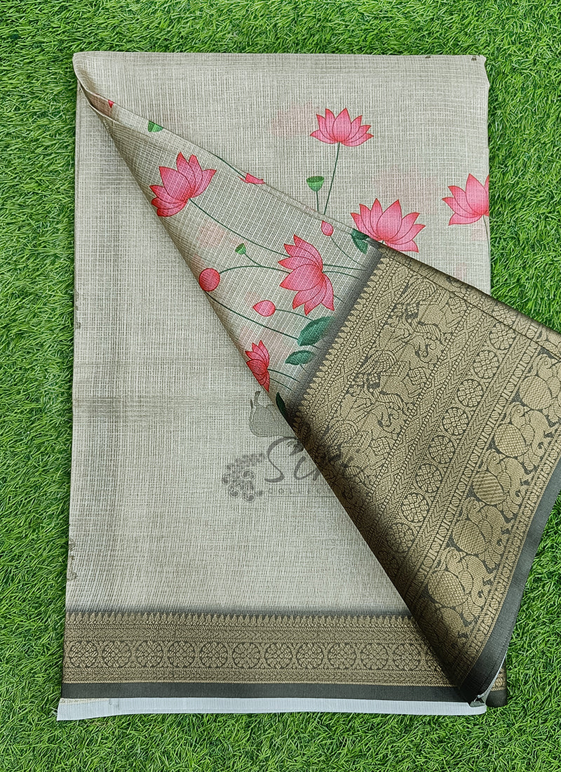 Beautiful Digital Print Kota Saree in Kanchi Borders