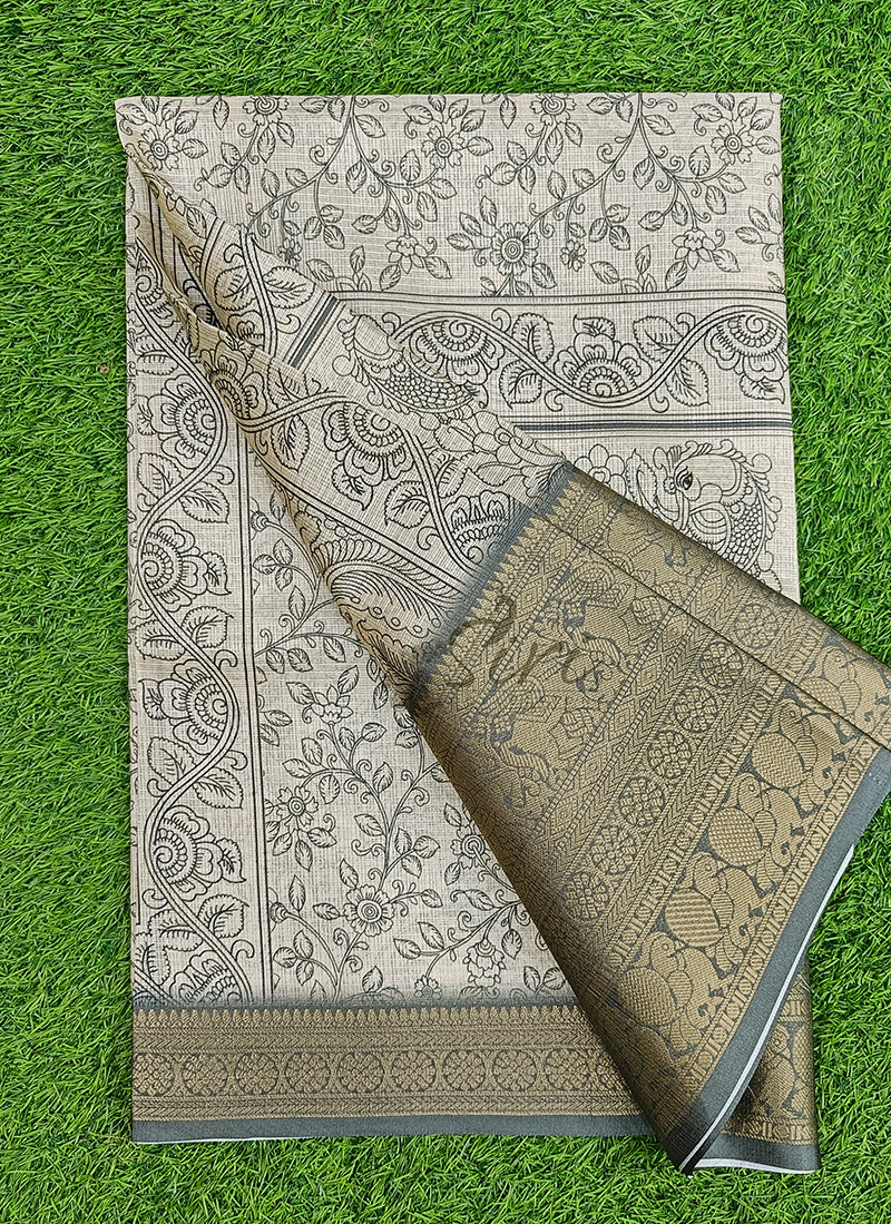 Beautiful Digital Print Kota Saree in Kanchi Borders