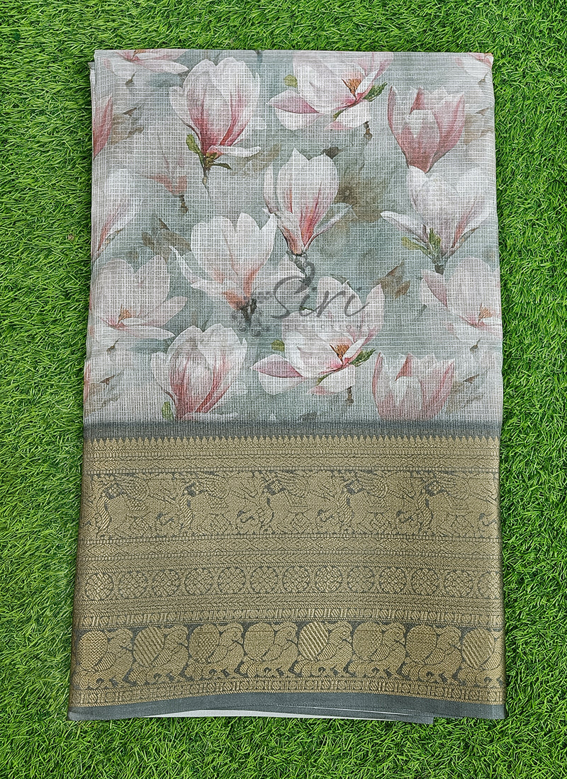 Beautiful Digital Print Kota Saree in Kanchi Borders