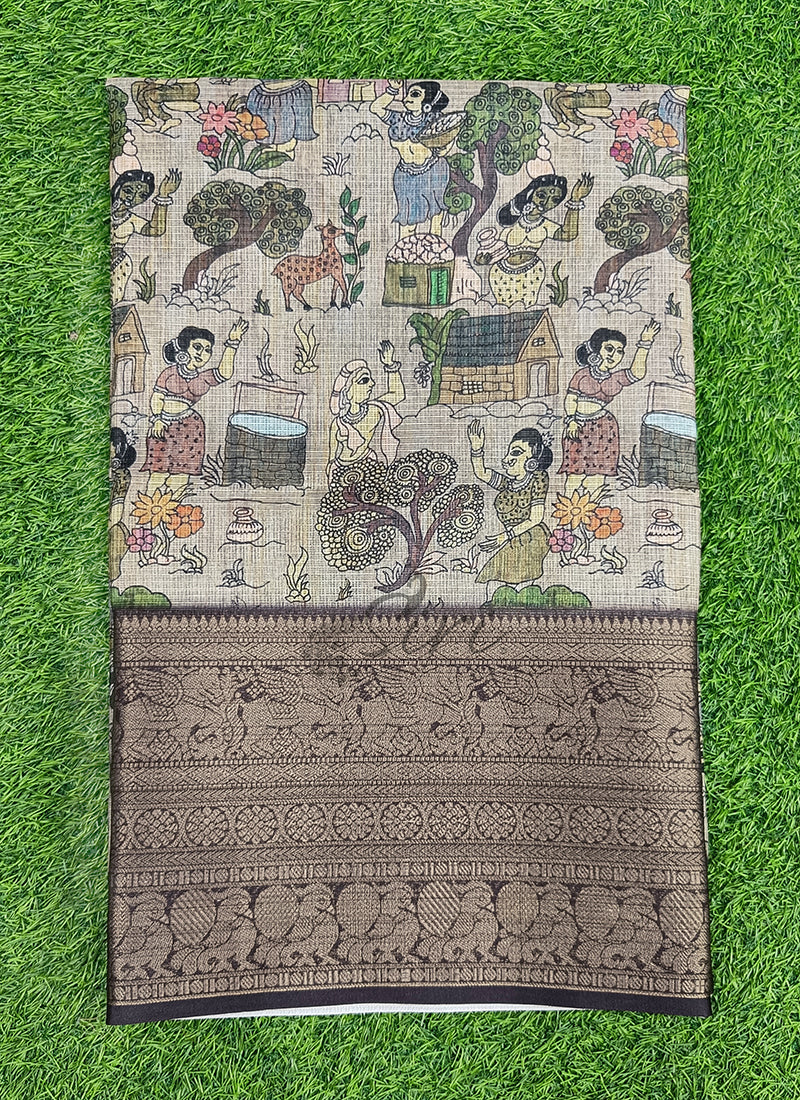 Beautiful Digital Print Kota Saree in Kanchi Borders