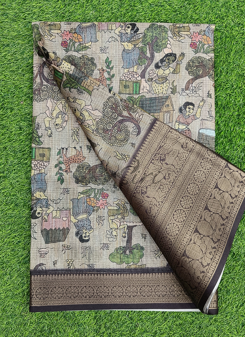 Beautiful Digital Print Kota Saree in Kanchi Borders