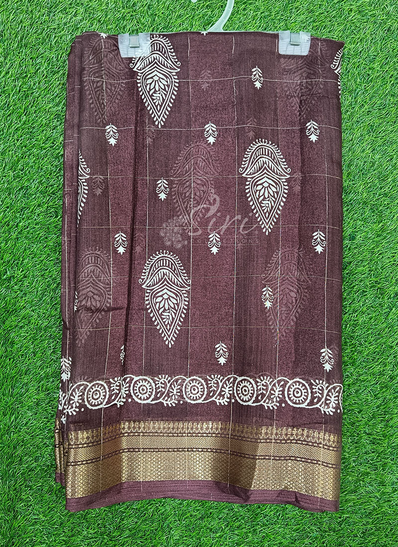 Beautiful Printed Jute Silk Saree