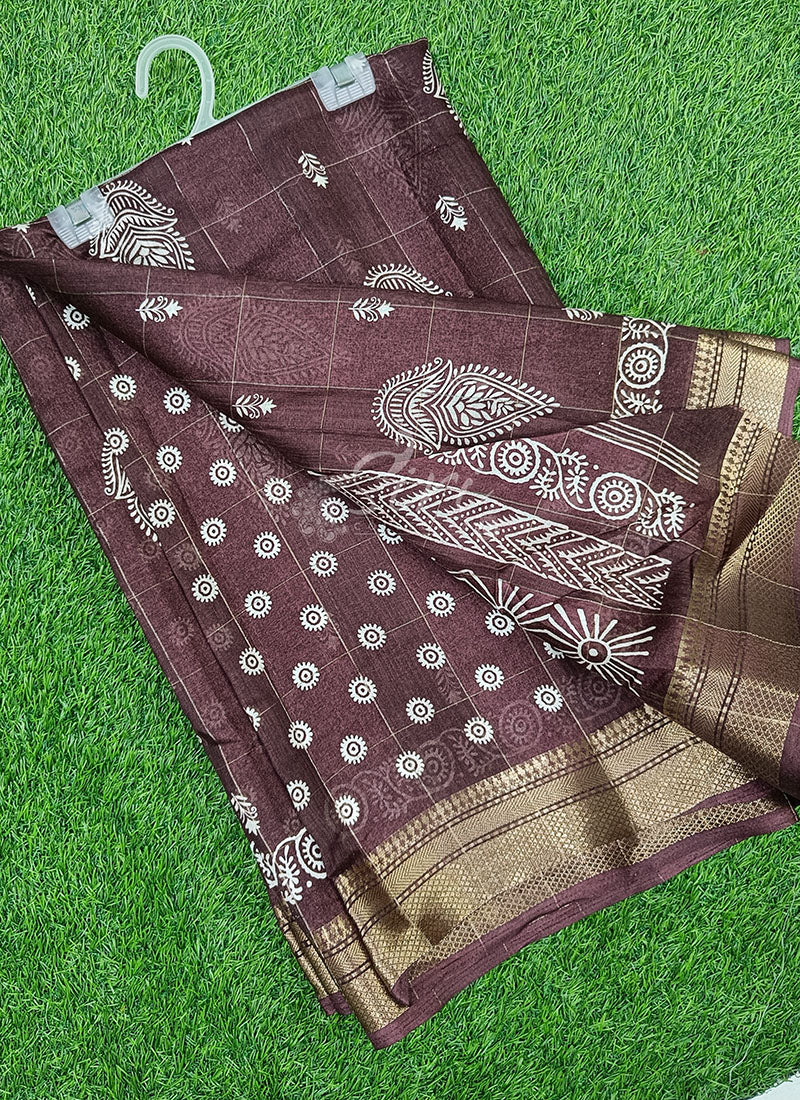 Beautiful Printed Jute Silk Saree