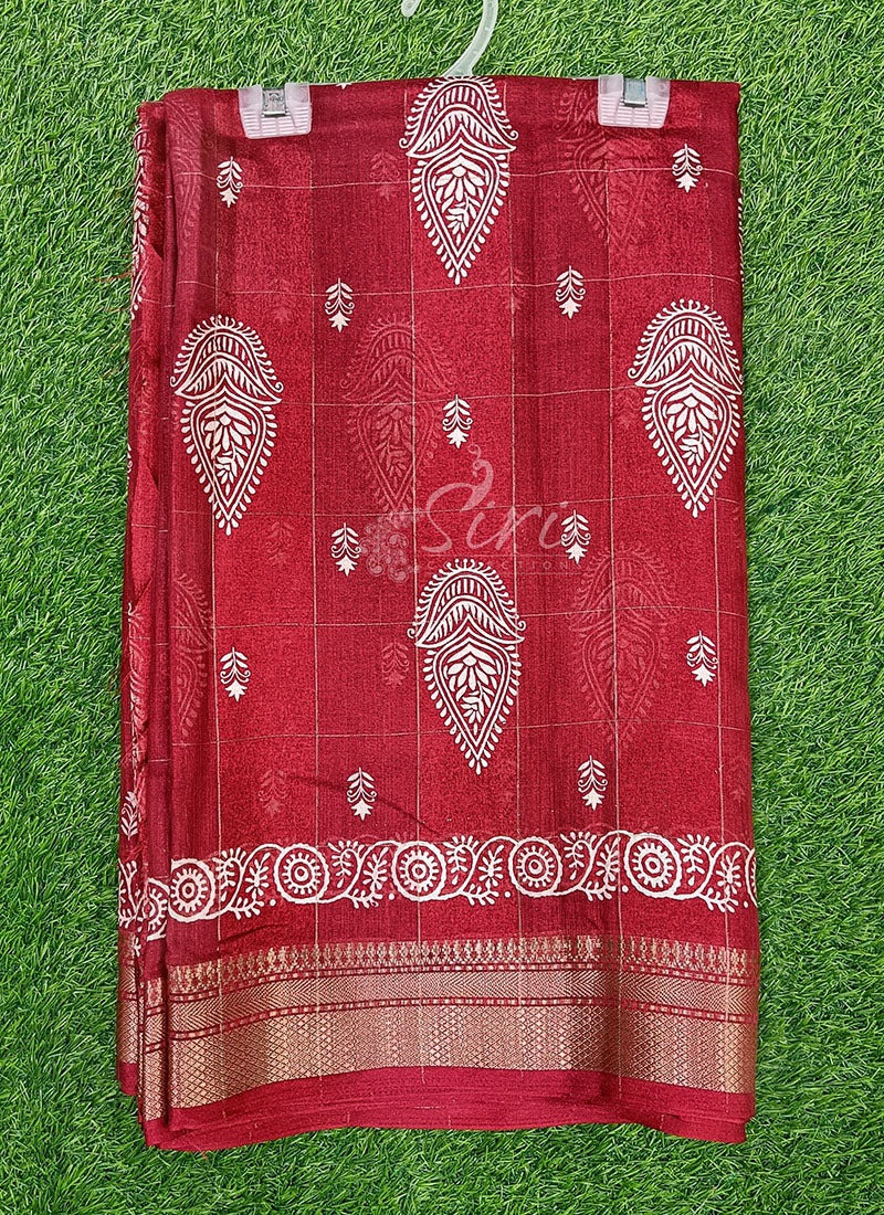 Beautiful Printed Jute Silk Saree