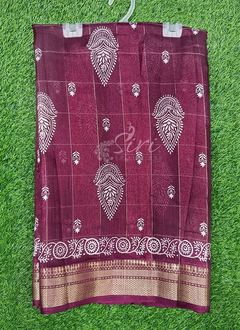 Beautiful Printed Jute Silk Saree