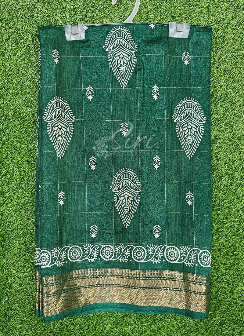 Beautiful Printed Jute Silk Saree