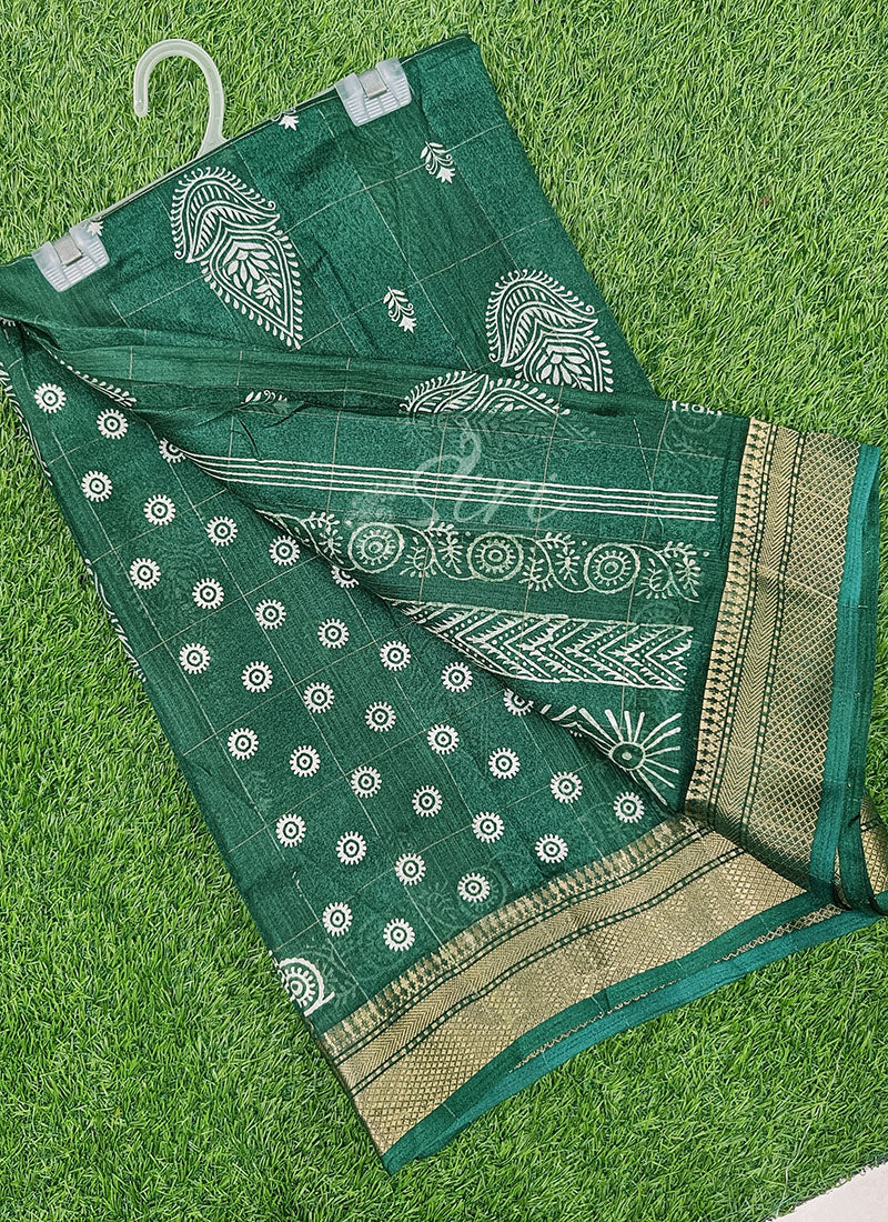 Beautiful Printed Jute Silk Saree