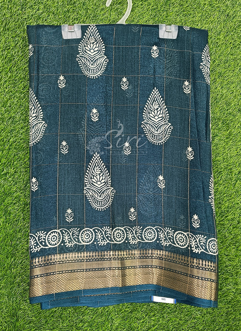 Beautiful Printed Jute Silk Saree