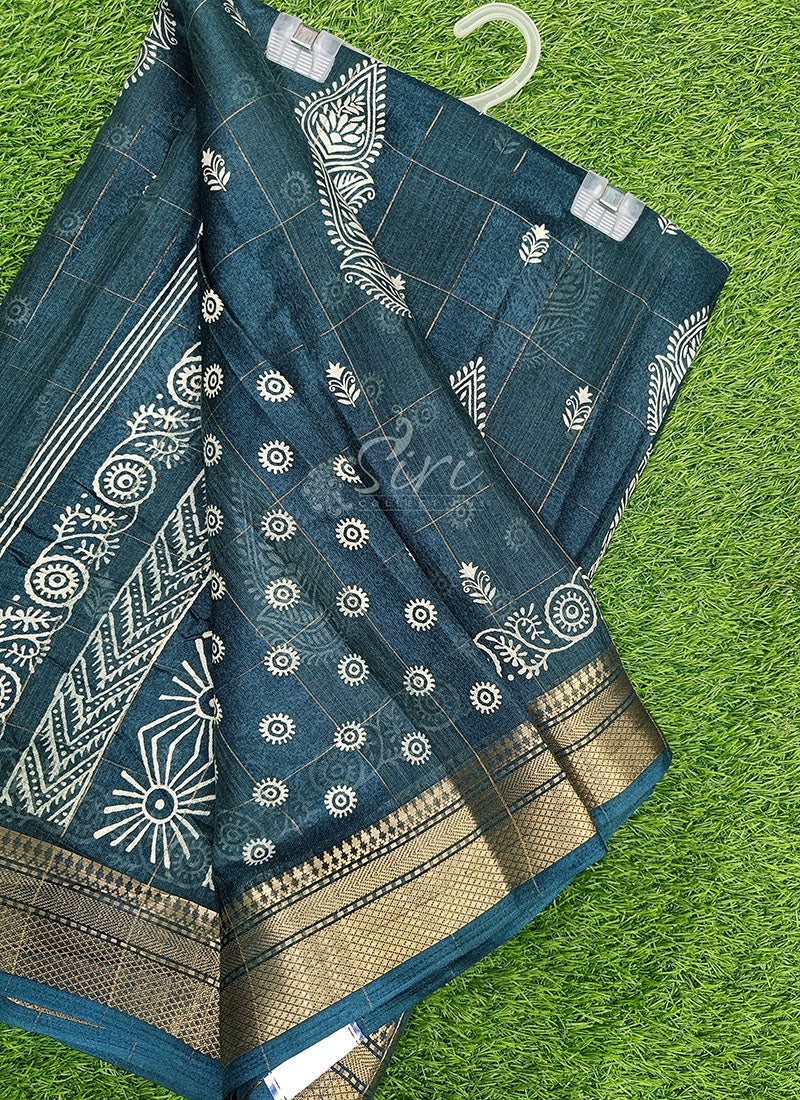 Beautiful Printed Jute Silk Saree