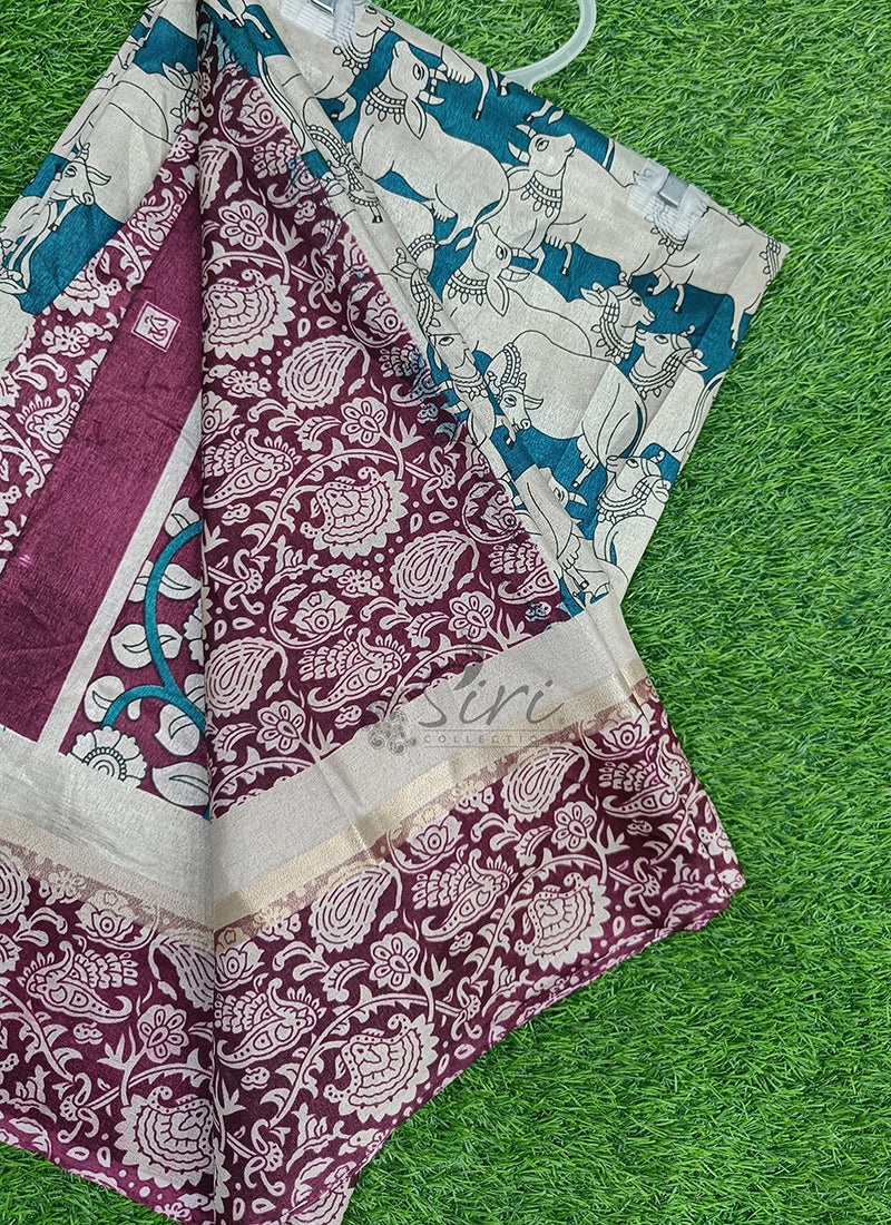 Printed Kalamkari Silk Saree