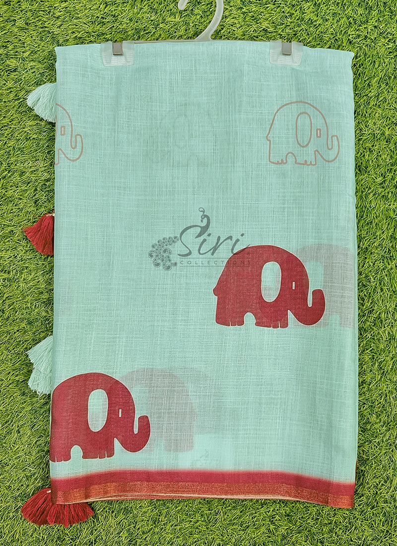 Lovely Digital Print Soft Linen Saree