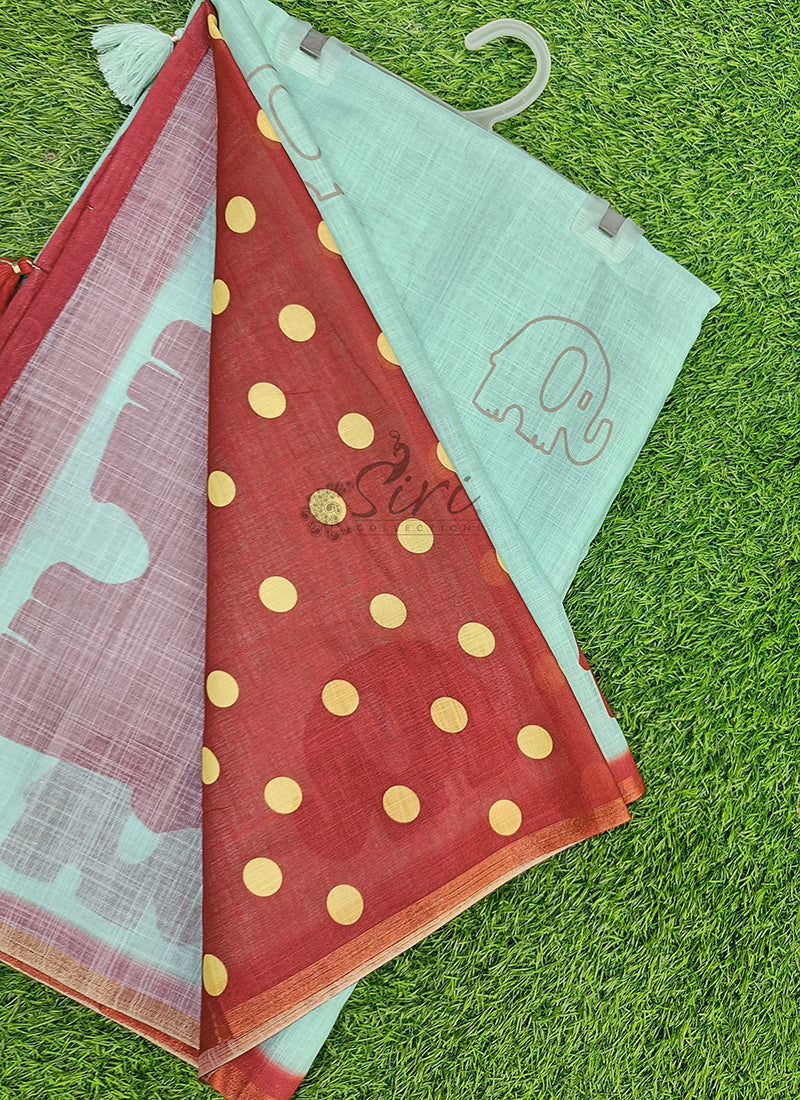 Lovely Digital Print Soft Linen Saree