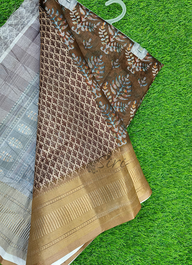 Latest Digital Print Fancy Silk Saree