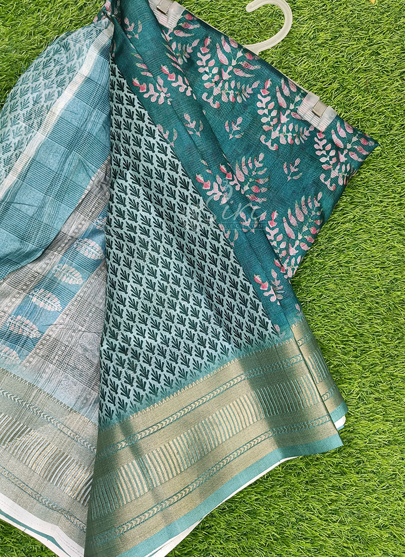 Latest Digital Print Fancy Silk Saree