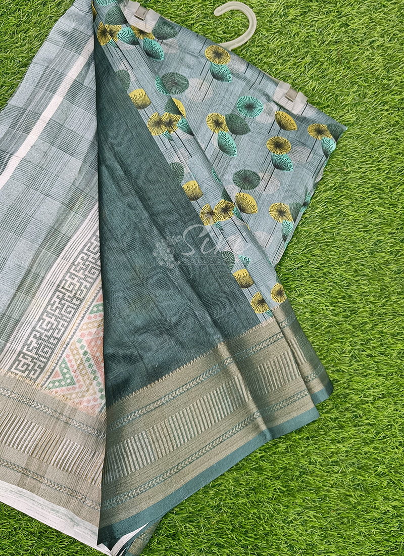 Latest Digital Print Fancy Silk Saree