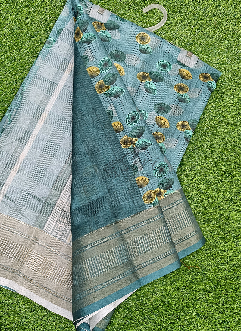 Latest Digital Print Fancy Silk Saree