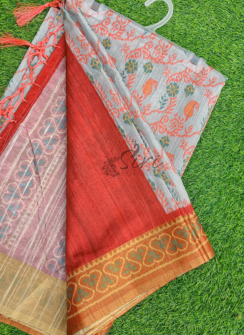 Beautiful Digital Print Matka Silk Saree