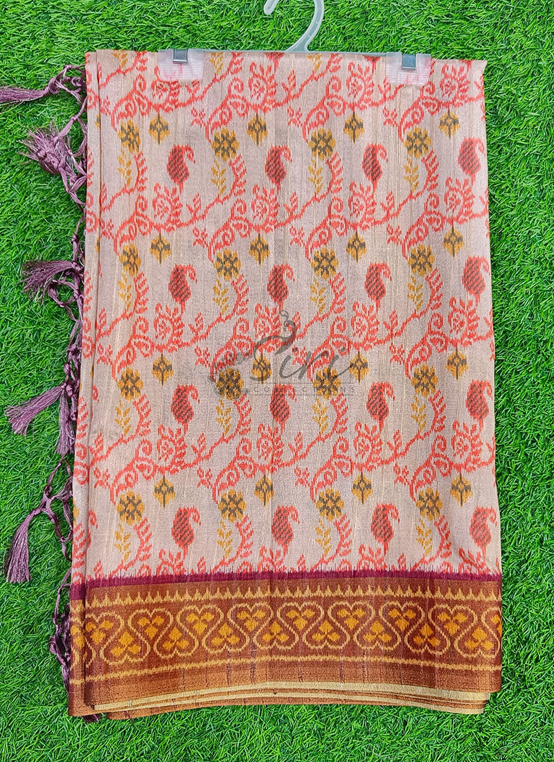 Beautiful Digital Print Matka Silk Saree