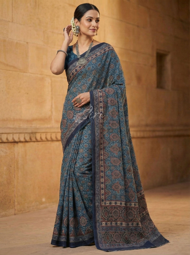 Beautiful Digital Print Premium Tussar Saree