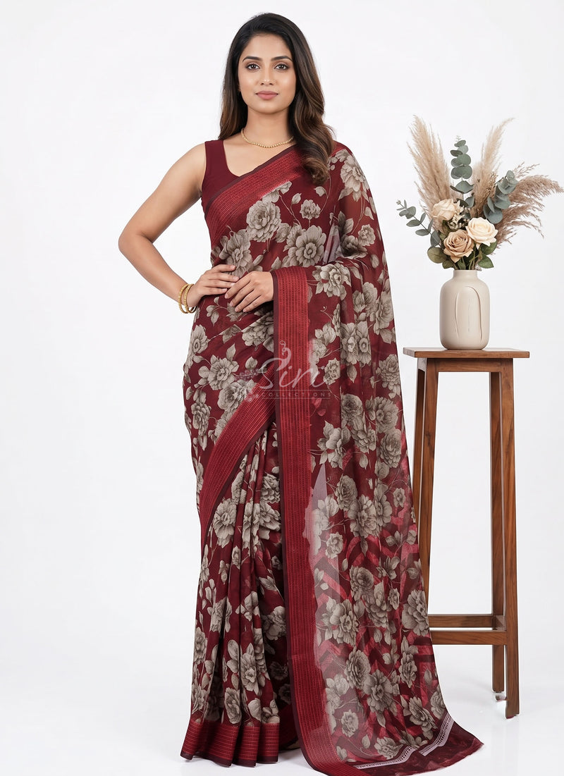 Beautiful Printed Fancy Silk Saree