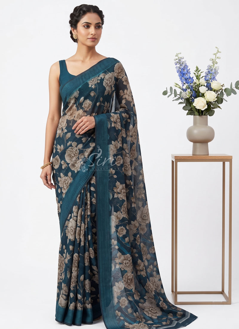 Beautiful Printed Fancy Silk Saree