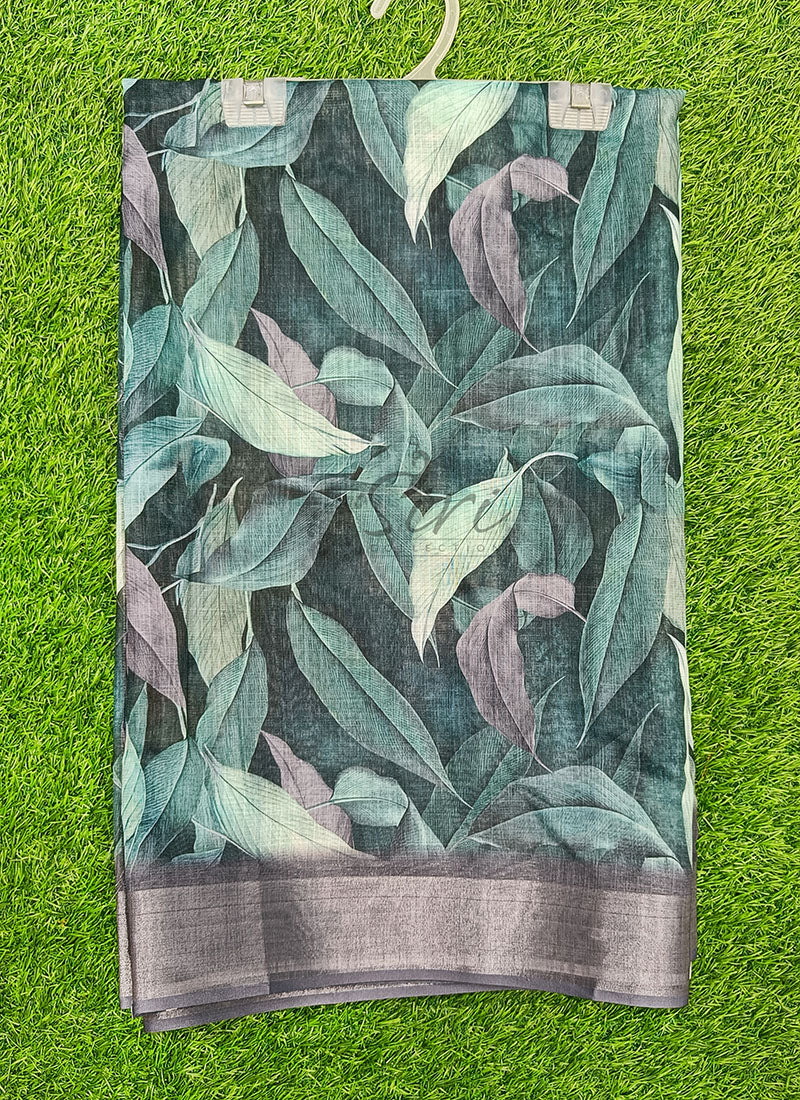 Lovely Digital Print Linen Saree