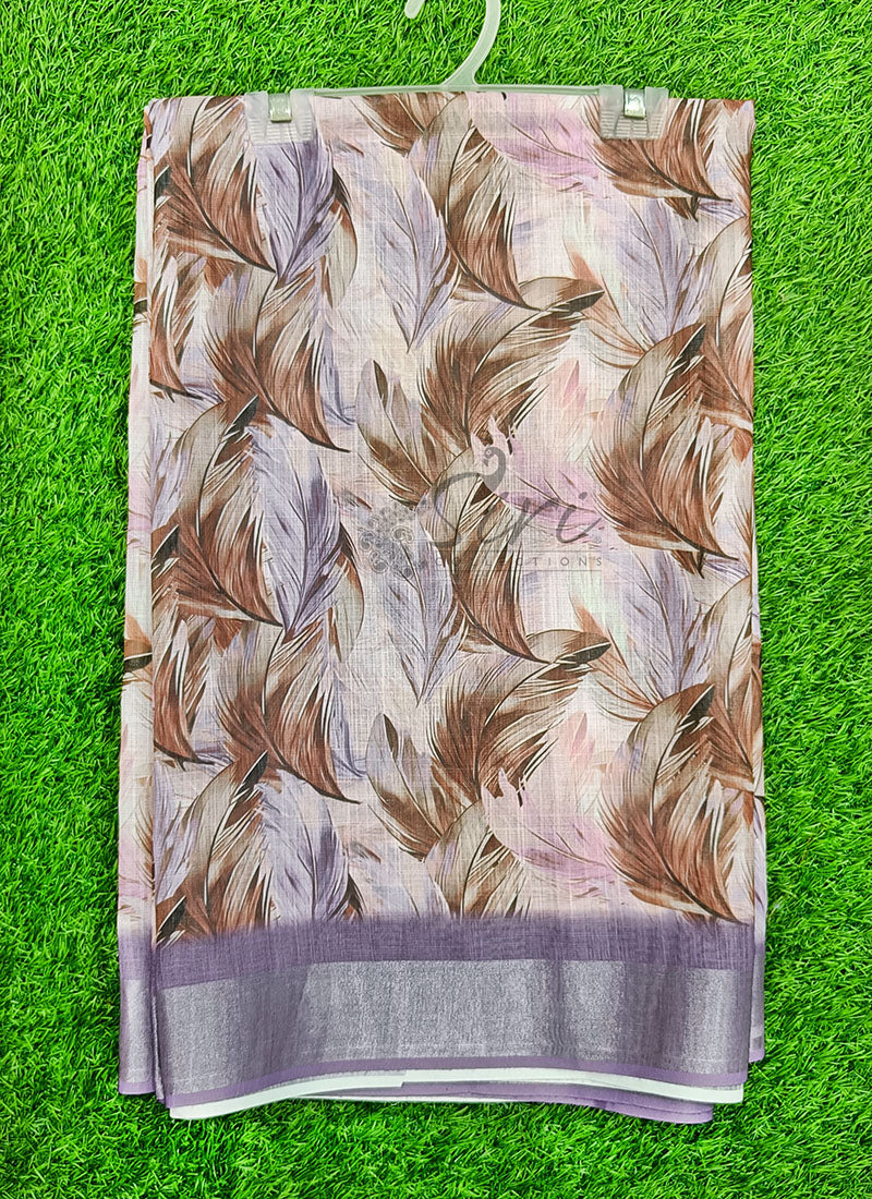 Lovely Digital Print Linen Saree