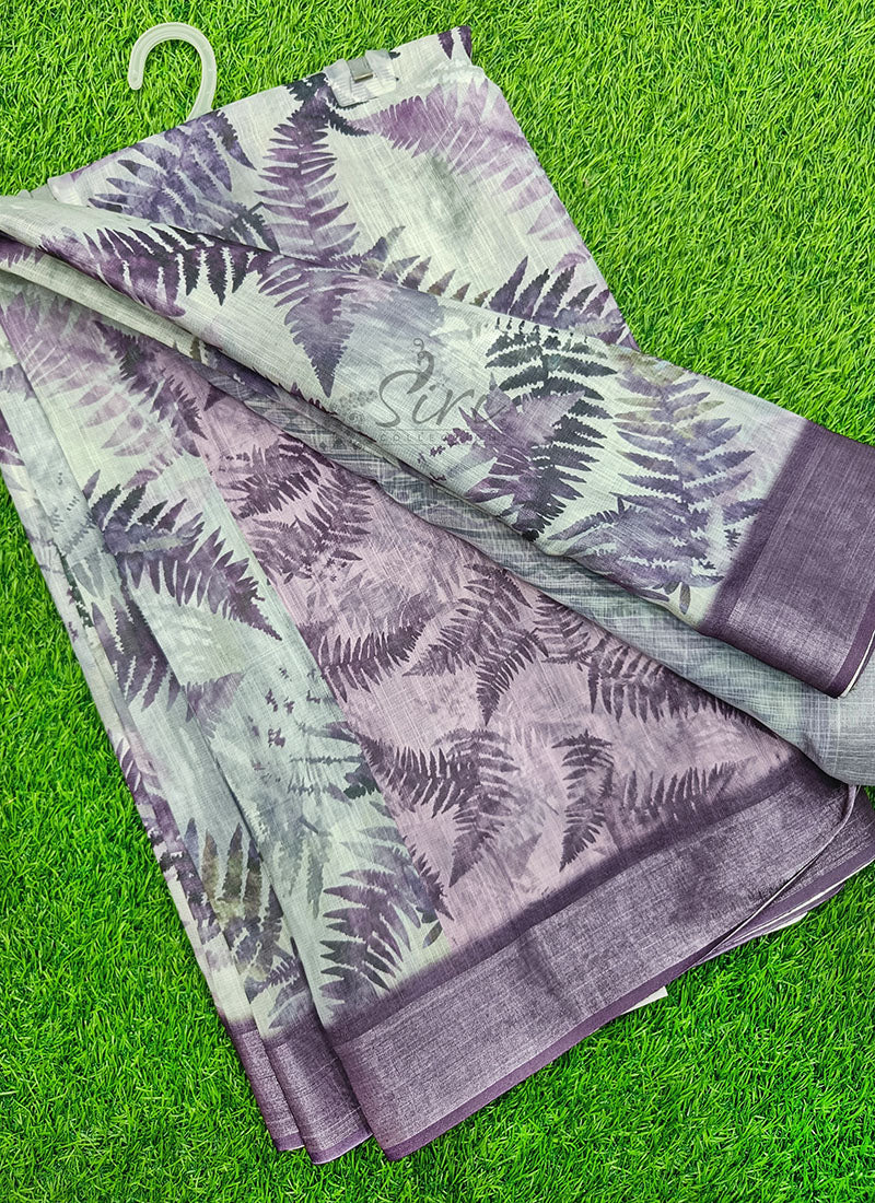 Lovely Digital Print Linen Saree