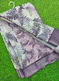 Lovely Digital Print Linen Saree