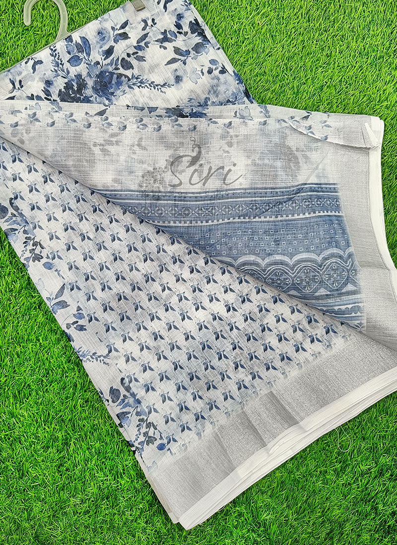 Lovely Digital Print Linen Saree