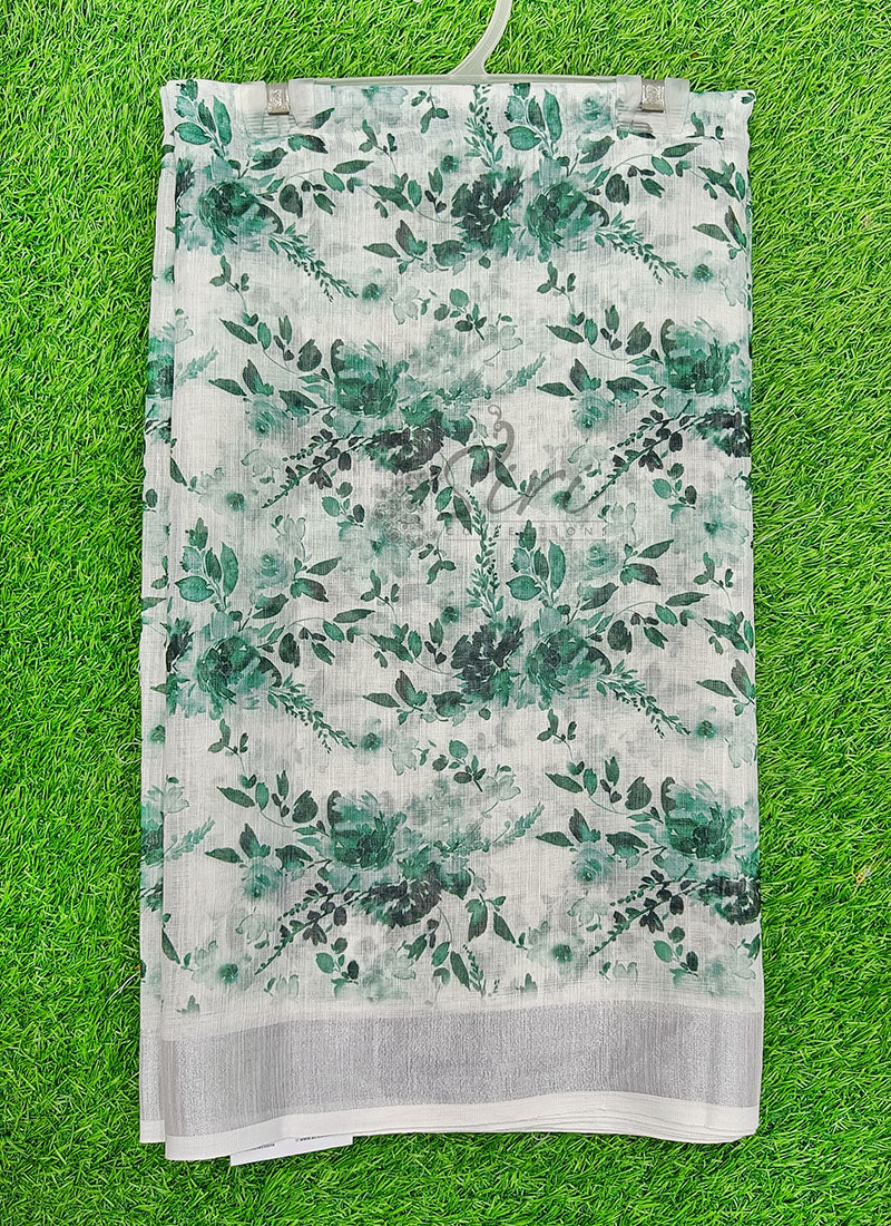 Lovely Digital Print Linen Saree