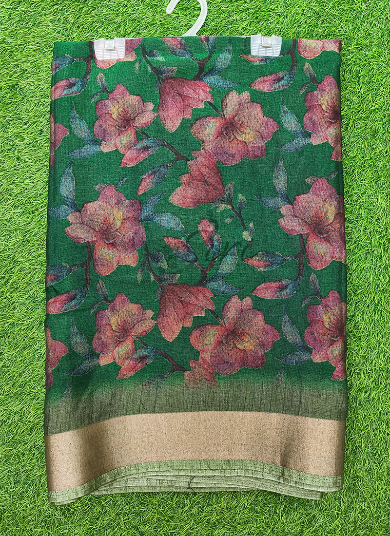 Beautiful Printed Jute Cotton Saree