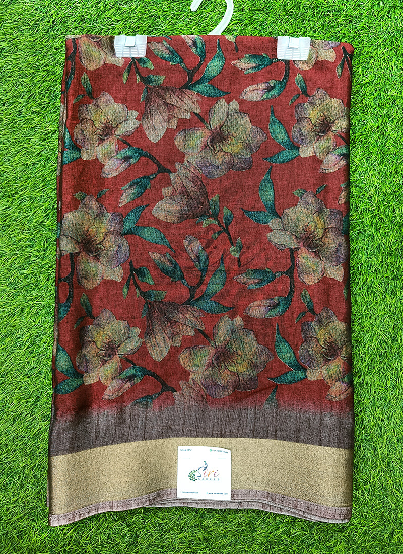 Beautiful Printed Jute Cotton Saree