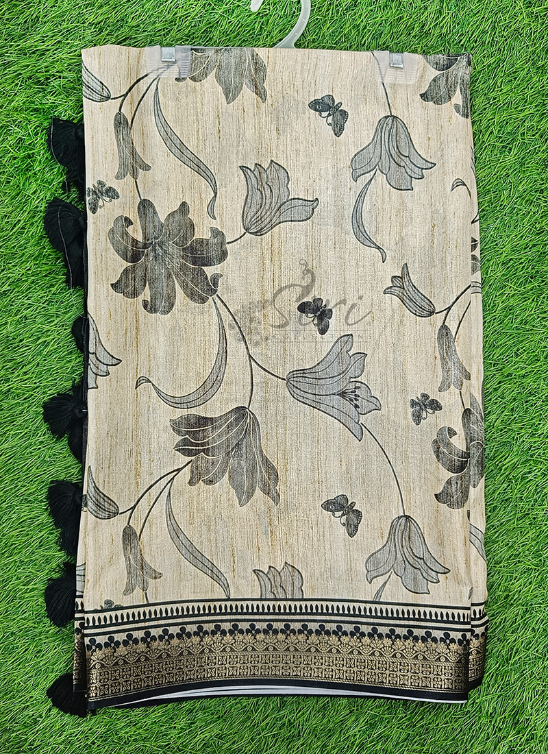 Beautiful Digital Print Fancy Tussar Saree