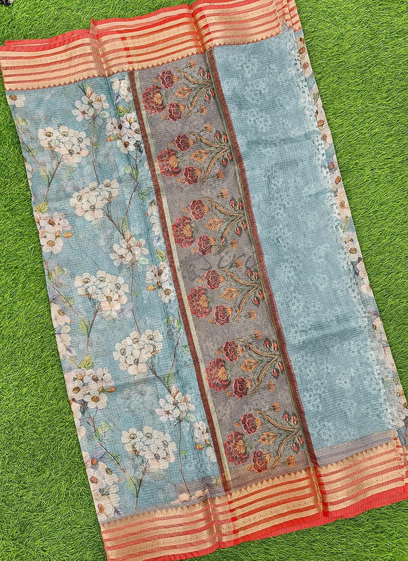 Lovely Digital Print Kota Saree in Vidarbha borders