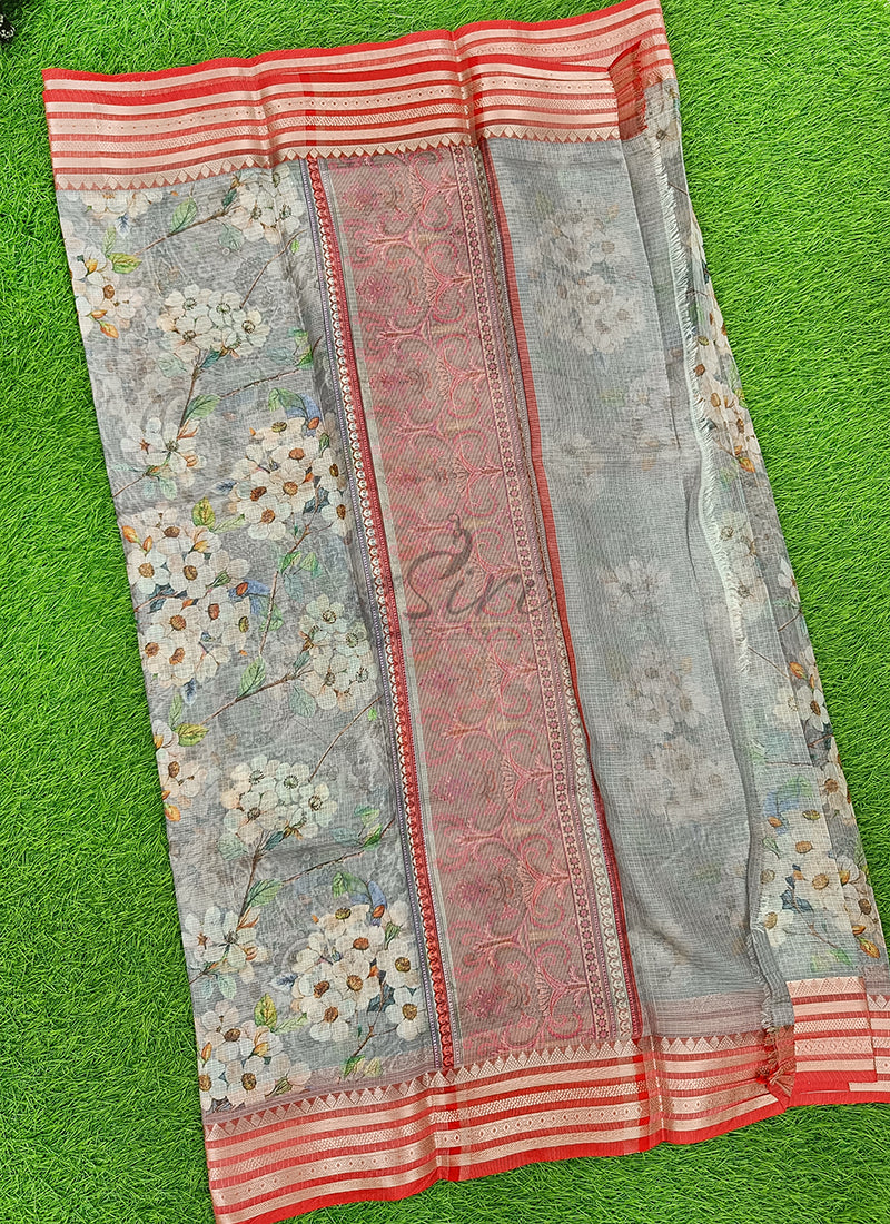 Lovely Digital Print Kota Saree in Vidarbha borders