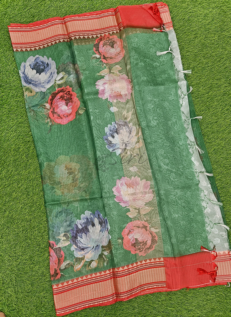 Lovely Digital Print Kota Saree in Vidarbha borders