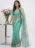Elegant Supernet Saree in Embroidery Work